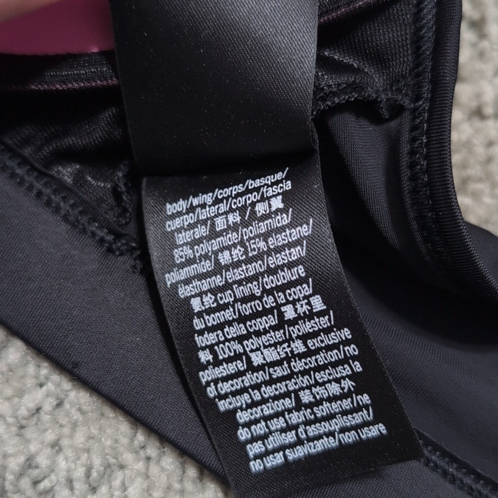 Victoria's Secret PINK Sports Bra Ladder Back Front Zip Black Size Medium - Picture 9 of 10